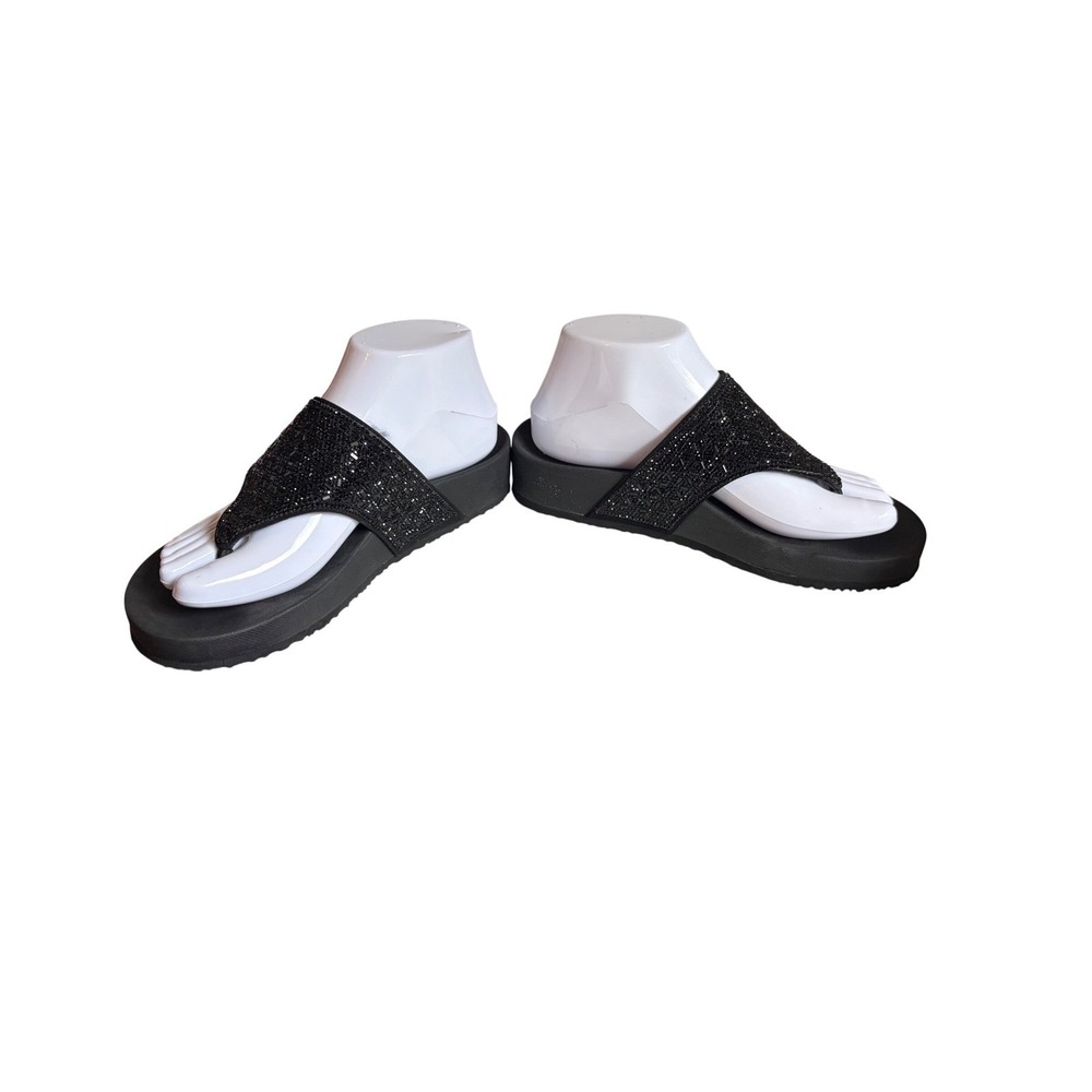 Skechers Arch Fit City Catch Black Rhinestone Thong Platform Sandals 119438 US 7 - Picture 5 of 8